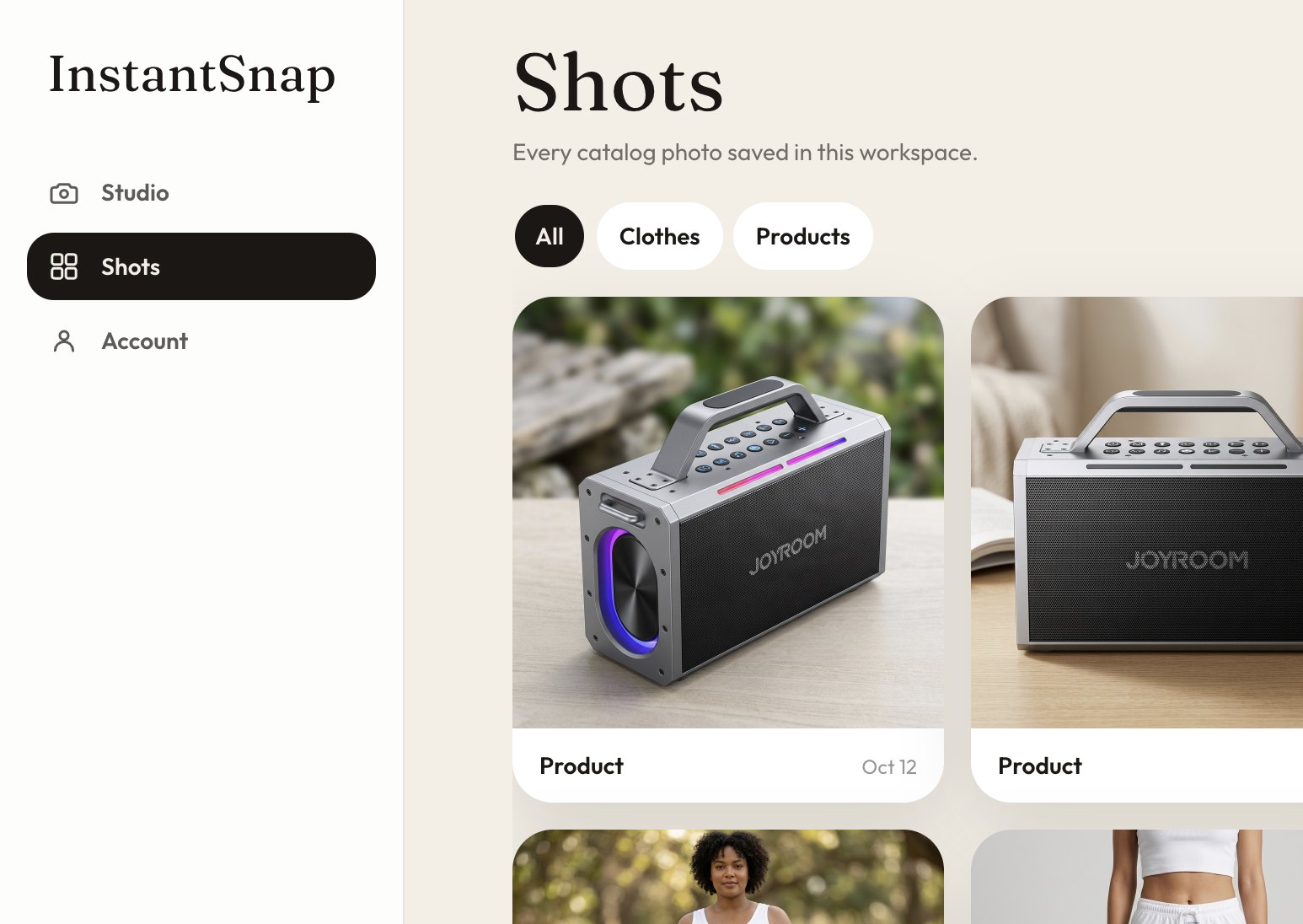 The Shots library with clothes and product catalog photos